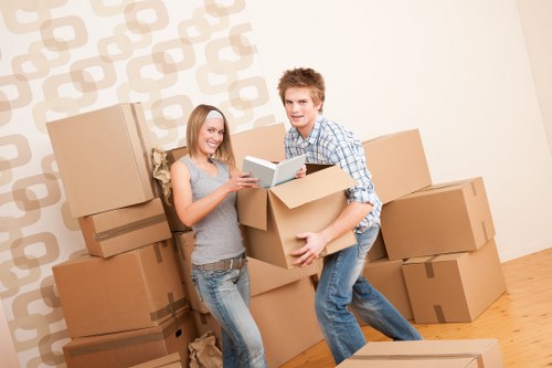 Packing boxes and furniture for temporary storage in Eastcote